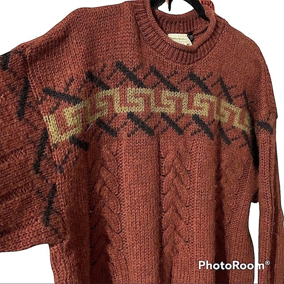 𝅺MURRAY Brothers Vintage Rust Wool Crew Neck Sweater Scotland Size Large - Picture 3 of 9